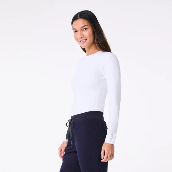 Figs Ribbed Longsleeve Underscrub in White, Size X-Small - Picture 2 of 11